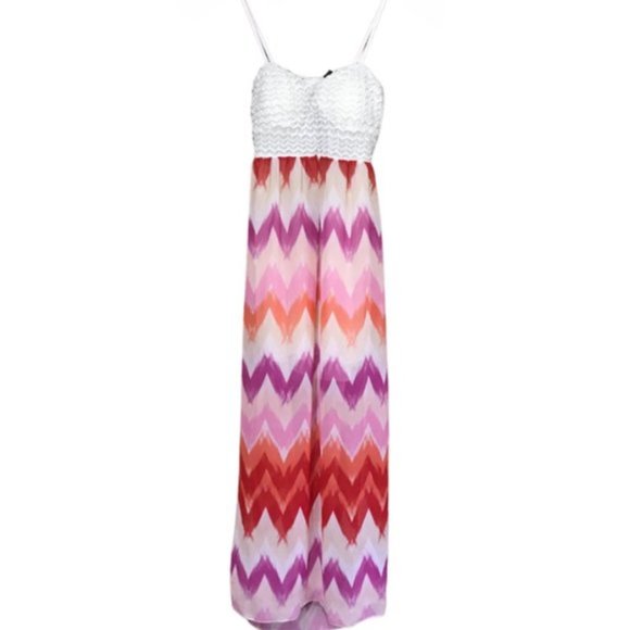 Trixxi Lace Design Summer Waves Open Back Maxi Dress - Picture 1 of 4